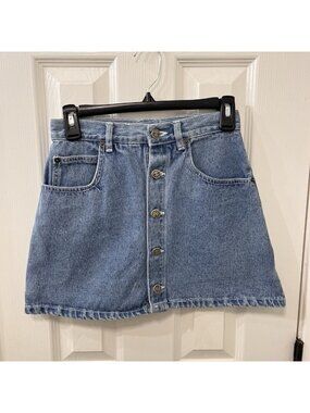Vintage Denim Republic Button Front Denim Mini Skirt Y2K High Waist Size 10 XS S